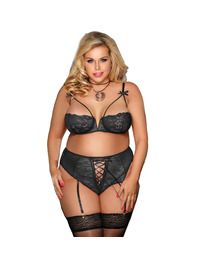 Conjunto de Lingerie Subblime com Cintas de Liga Plus Size Aurora
