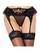 queen lingerie - tanga con liguero negro s/m