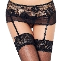 queen lingerie - tanga con liguero bordados florales s/m