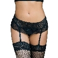 queen lingerie - liguero y tanga diseÑo floral negro s/m