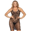 leg avenue - minivestido de multi red con cuello halter negro