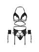 leg avenue - conjunto de quatro peas suti, g-string, cinto-liga e punhos de pulso tamanho Único - preto