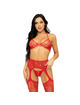 leg avenue - set tres piezas sujetador, tanga y medias talla unica - negro