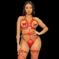 leg avenue - kink - teddy arnÉs con tachuelas talla s - rojo