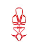 leg avenue - kink - studded o-ring harness teddy size s - red