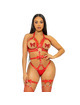 leg avenue - kink - studded o-ring harness teddy size s - red