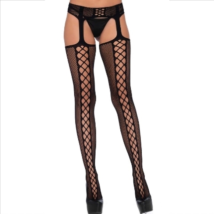 leg avenue - stockings net and garter black