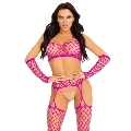 Conjunto de Lingerie Leg Avenue Meias e Luvas Rosas Elaine