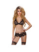 Livco corsetti fashion - belita lc 90231 bra + panty + garter belt black s/m