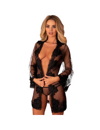 livco corsetti fashion - herina lc xg056 dressing gown + panty black one size