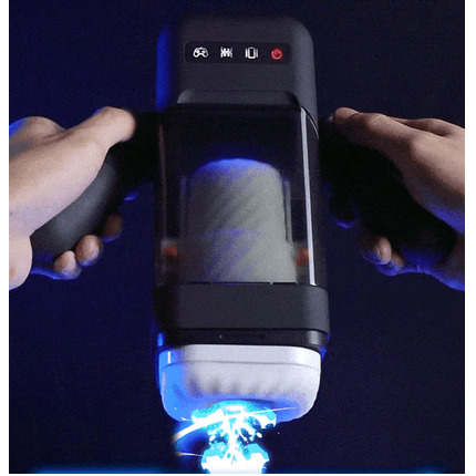 game cup - thrusting vibration masturbator with heating function and mobile support - black
