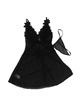 subblime - babydoll tela de tul detalle encaje y flor negro s/m