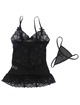 Subblime - babydoll with adjustable straps and transparent lace floral print black s/m