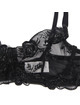 subblime - set of 3 pieces bra + thong + garter floral print black s/m