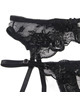 subblime - set de 3 piezas sujetador + tanga + liga estampado floral negro s/m