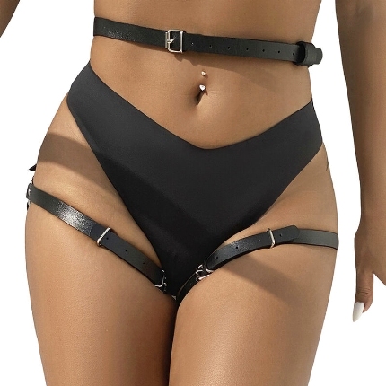 Cinta de Liga Subblime Couro Preto