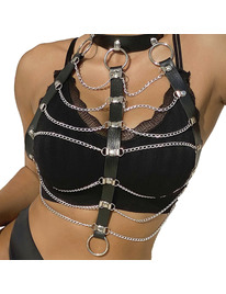 subblime - chest harness leather chains black one size