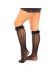 Leg avenue - medias hasta la rodilla con volantes negro