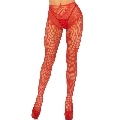 leg avenue - crotchless fishnet stockings red