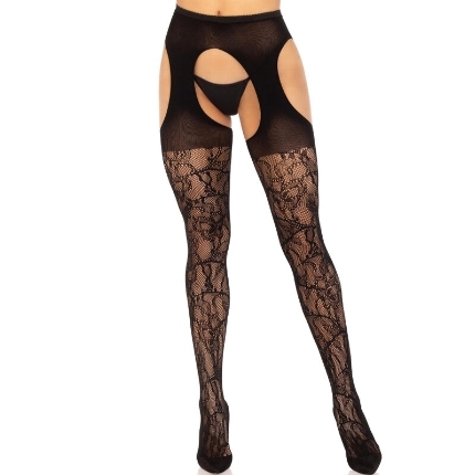 leg avenue - lace garter stockings black