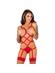 livco corsetti fashion - thiara lc 20213 set body + medias roja s/m