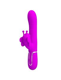 pretty love - vibrador rabbit multifunciÓn 4 en 1 mariposa fucsia