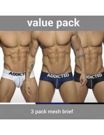 Pack 3 Cuecas Addicted Mesh Brief Push Up,500089