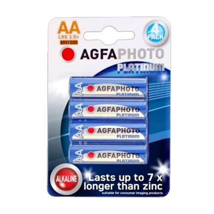 Pack 4 pilas alcalinas AGFA photo Platinum LR6 AA 1,5 V, MN1500