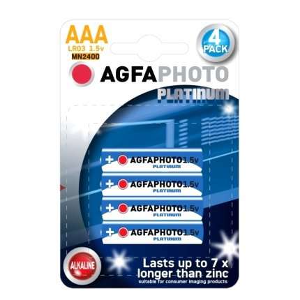 Paquete de 4 pilas alcalinas AGFA photo Platinum LR03 AAA 1.5 V, MN2400