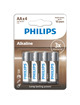 philips - alkaline batteries aa lr6 pack 4