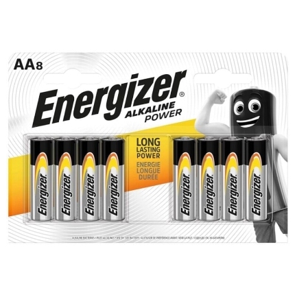 energizer - power alkaline battery aa lr6 8 unit