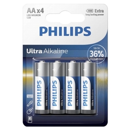 philips - ultra alkaline battery aa lr6 4 unit