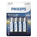 philips - ultra alkaline battery aa lr6 4 unit