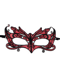 Queen Lingerie Antifaz de encaje negro y detalles rojos