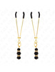 Kink Nipple Clamps Fine Gold 3 Glass Beads