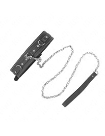 kink - pvc leather necklace with belt 105 cm rhinestone rivet 41.5 x 4 cm