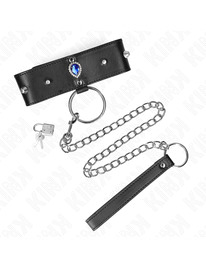 kink - collar con correa 65 cm con diamantes azules ajustable 36-43 cm x 5 cm