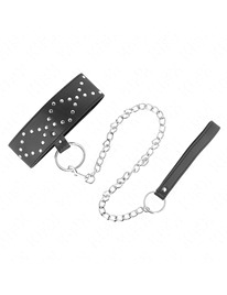 kink - necklace 65 cm with leash with silver studs model 3 adjustable 36-43 cm x 5 cm