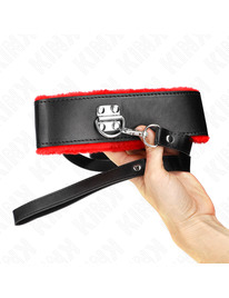 kink - collar con correa 116 cm de piel rojo ajustable 40-48 cm x 6 cm