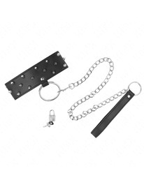 kink - collar con correa 65 cm con tachuelas plateadas modelo 5 ajustable 36-43 cm x 5 cm