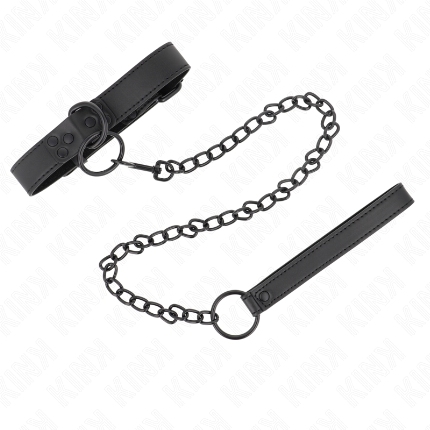 Coleira Kink Ava com Trela Preto