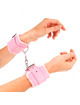 kink - fur lined wrist restraints pink with pink belt adjustable 17-29 cm x 6 cm