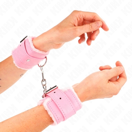 kink - muÑequeras forradas rosa con correa rosa ajustable 20-29 cm x 5.5 cm