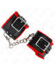 Kink - fur lined wrist restraints with square holes red and black belt adjustable 17-29 cm x 6 cm
