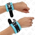 kink - muÑequeras con cierre premium negro / azul ajustable 21-28 cm x 5.5 cm