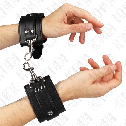 kink - muÑequeras estilo mazmorra con cerradura negro ajustable 21-28 cm x 5.5 cm