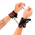 kink - scandal wrist restraints red-black lace details 24.5 cm x 6.5 cm