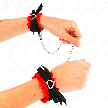 kink - muÑequeras elÁsticas de encaje con detalle corazÓn rojo ajustable 22-35 cm