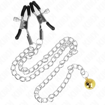 kink - pinzas para pezones con campana dorado y cadena 30 cm