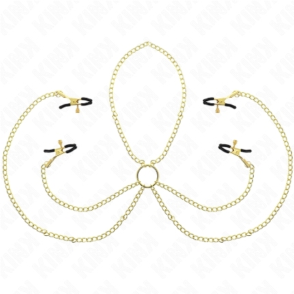 kink - pinzas para pezones y clÍtoris 4 enganches ajustable dorado